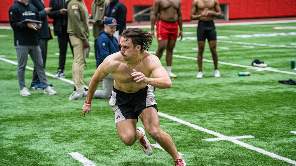 Linebacker Silas Walter prepares for NFL draft during Miami Pro Day at the Randy Gunlock Athletic Performance Center.