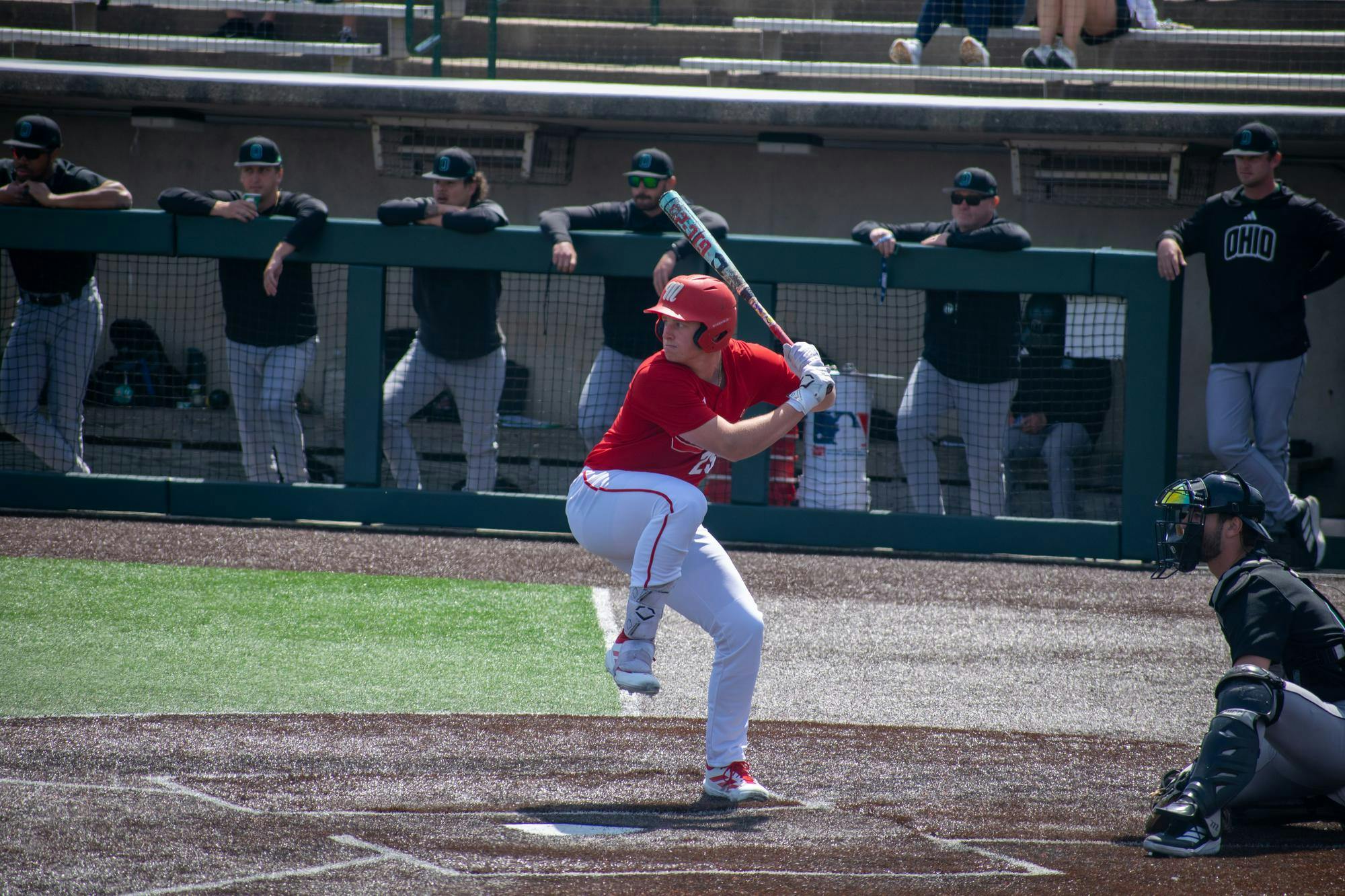 Redshirt Junior Tommy Harrison steps into his swing against Ohio University on April 11.   