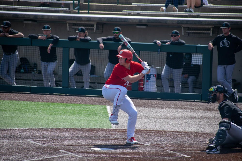 Redshirt Junior Tommy Harrison steps into his swing against Ohio University on April 11.   