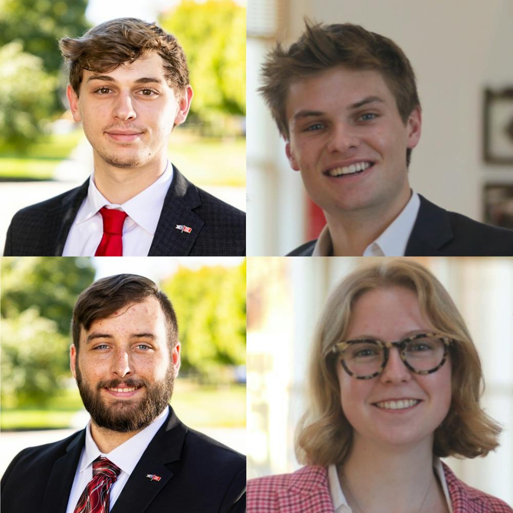 Spencer Mandzak and Patrick Houlihan (left) face off against Will Brinley and Babs Dwyer (right) in a newly contested student body president election.