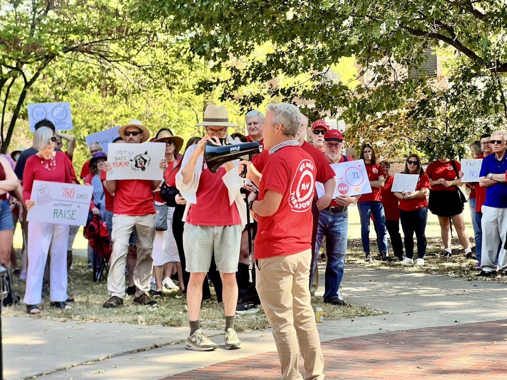 A surplus of students and faculty members in FAM spoke to the crowd regarding financial security and what's needed for a good education. 