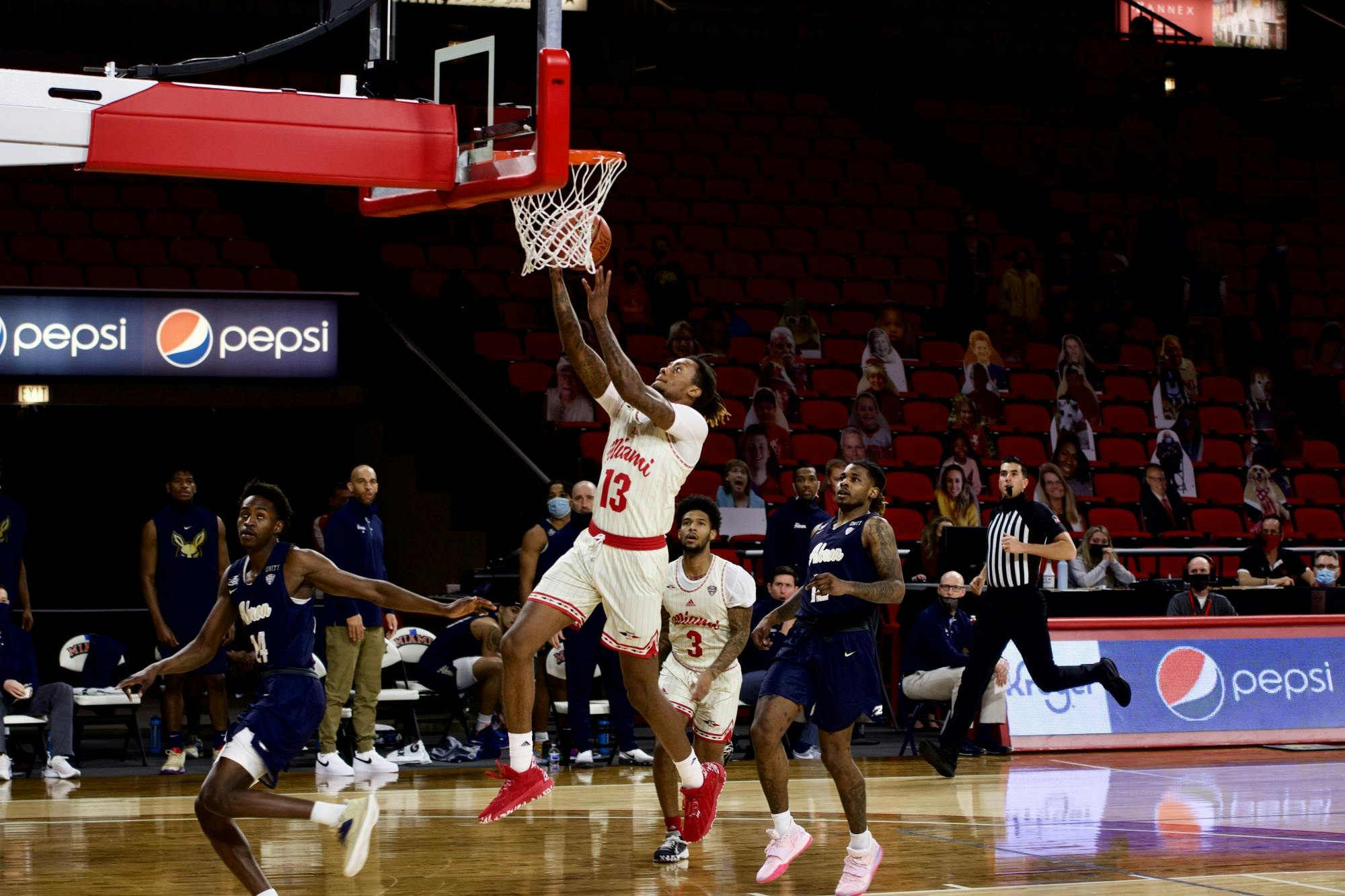 Senior forward Dalonte Brown attempts a layup during Friday&#x27;s loss to Akron. Brown finished the game with 5 points and 10 rebounds.