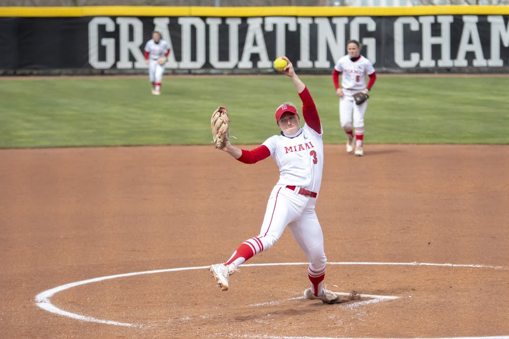 Miami softball hosted Oklahoma, the two-time reigning national champion, in Oxford last weekend