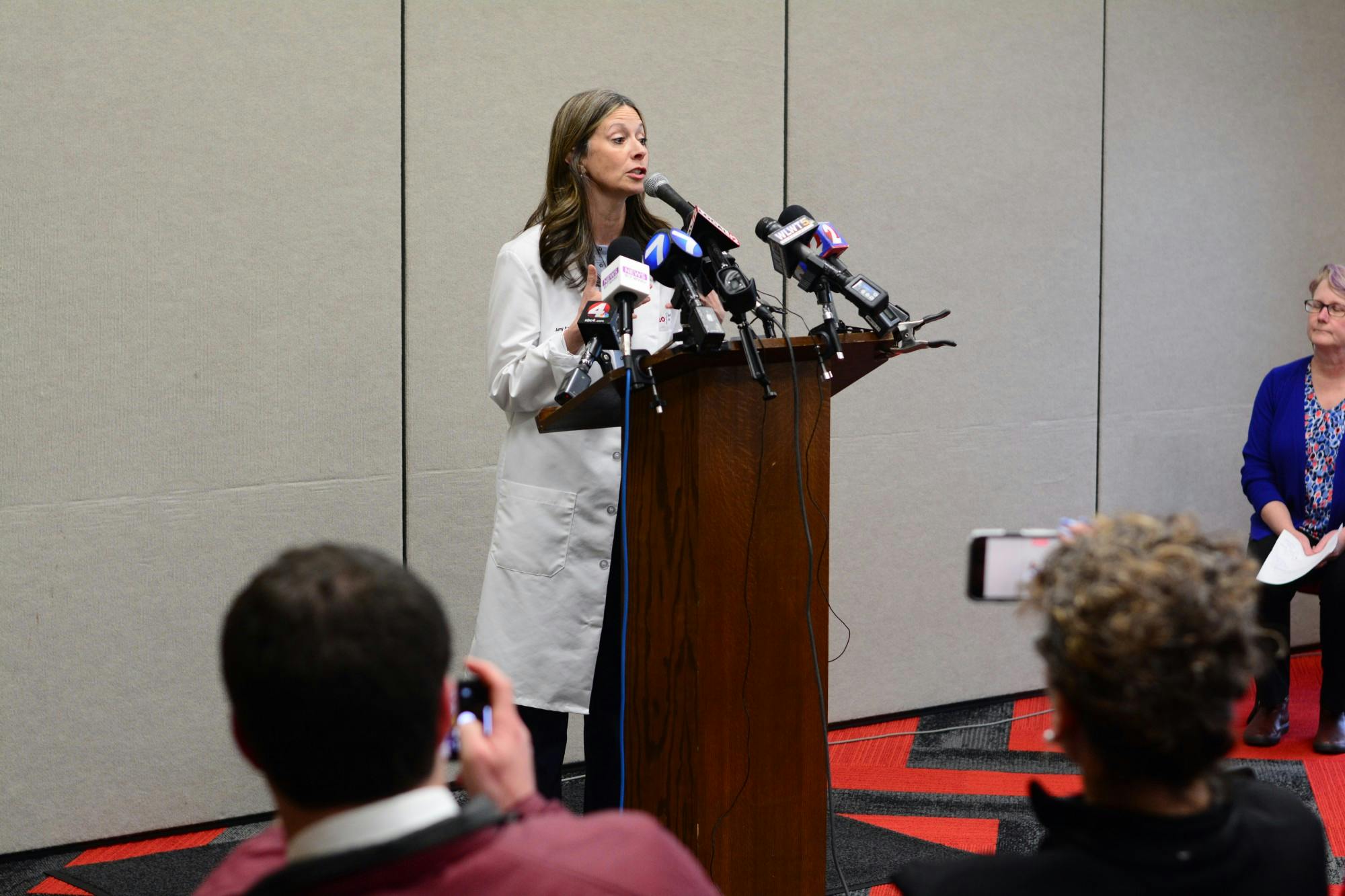 Ohio Department of Health Director Amy Acton cautioned the Miami community to remain calm.  “When fear drives us, it’s important to know the facts,” she said. 
