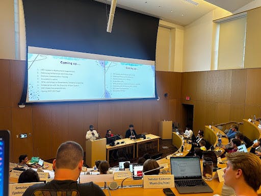 ASG senators discussed student org funding and concerns about King Library and dining hall hours.