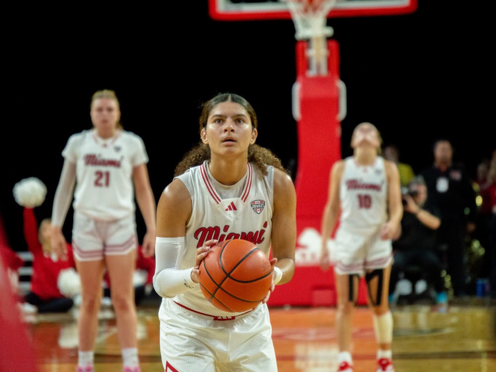 Enjulina Gonzalez setting up for a free throw. Gonzalez finished the season-opener with 12 points and four turnovers.