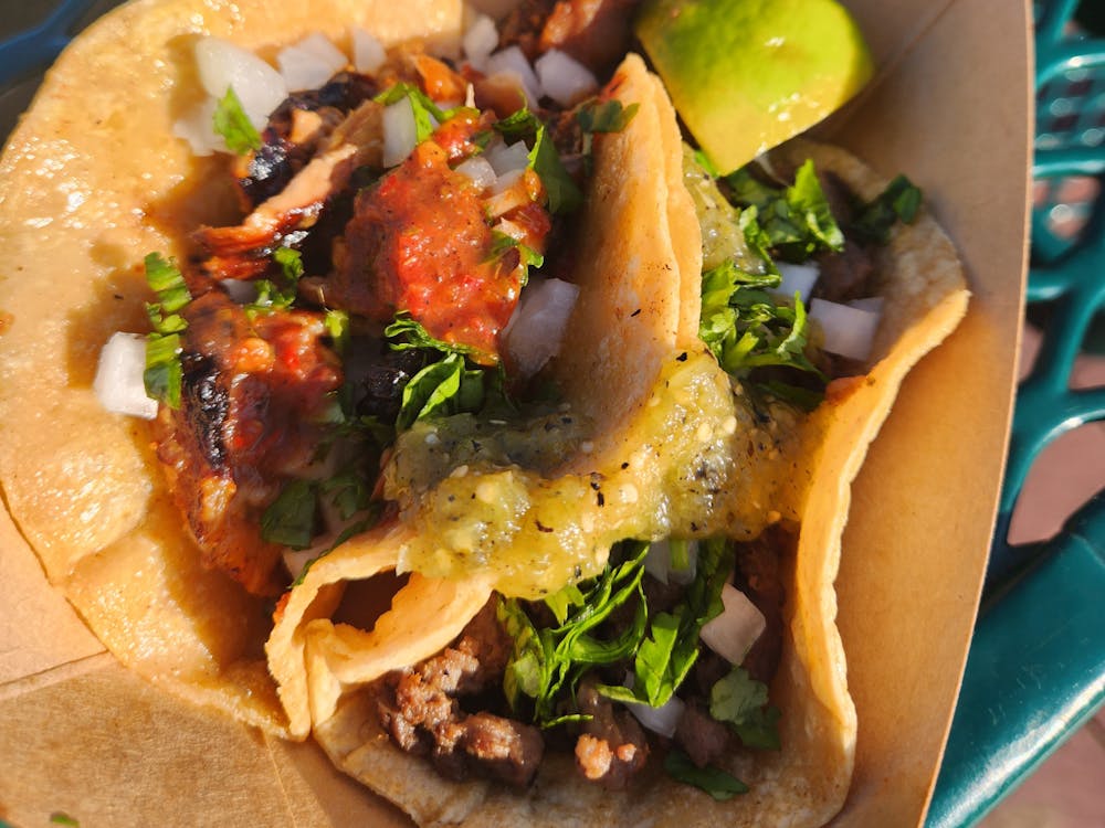 Hatch tried tacos from El Cardenal at the festival, which were Carne Asada (left) and Al Pastor (right).