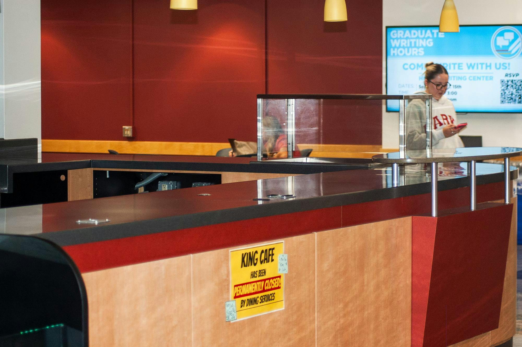 King Cafe has closed indefinitely, but the study area is still open for students. 