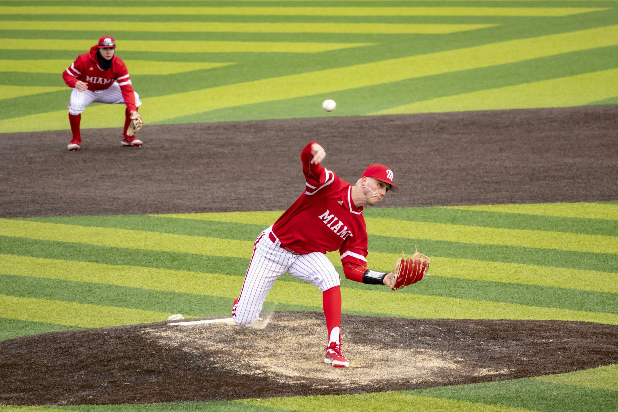 Junior right hander Kenton Egbert hurls a strike in Miami&#x27;s series against Bowling Green