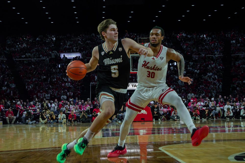 Peter Suder charges towards the hoop in Jan. 31 match-up versus Northern Illinois. 