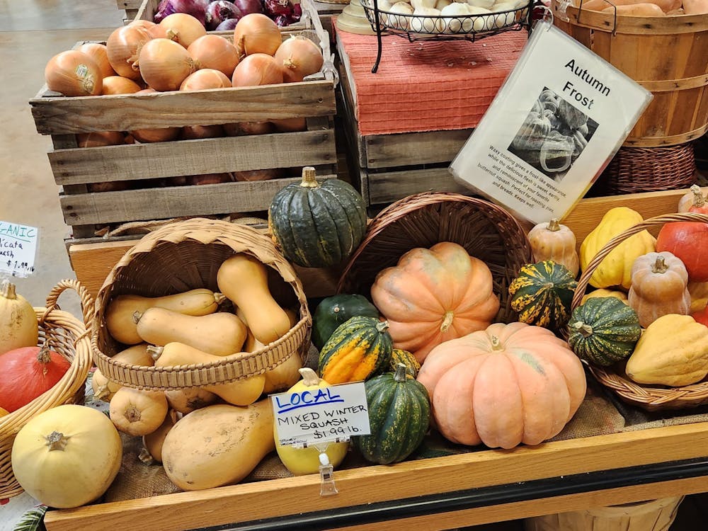Harkrider’s colorful squash is sold on Saturdays at the Farmers Market Uptown and every day at MOON Co-Op Market. It is grown at his and his wife Sharon’s farm, Stoney Hedgerow where he grows and harvests year round. 