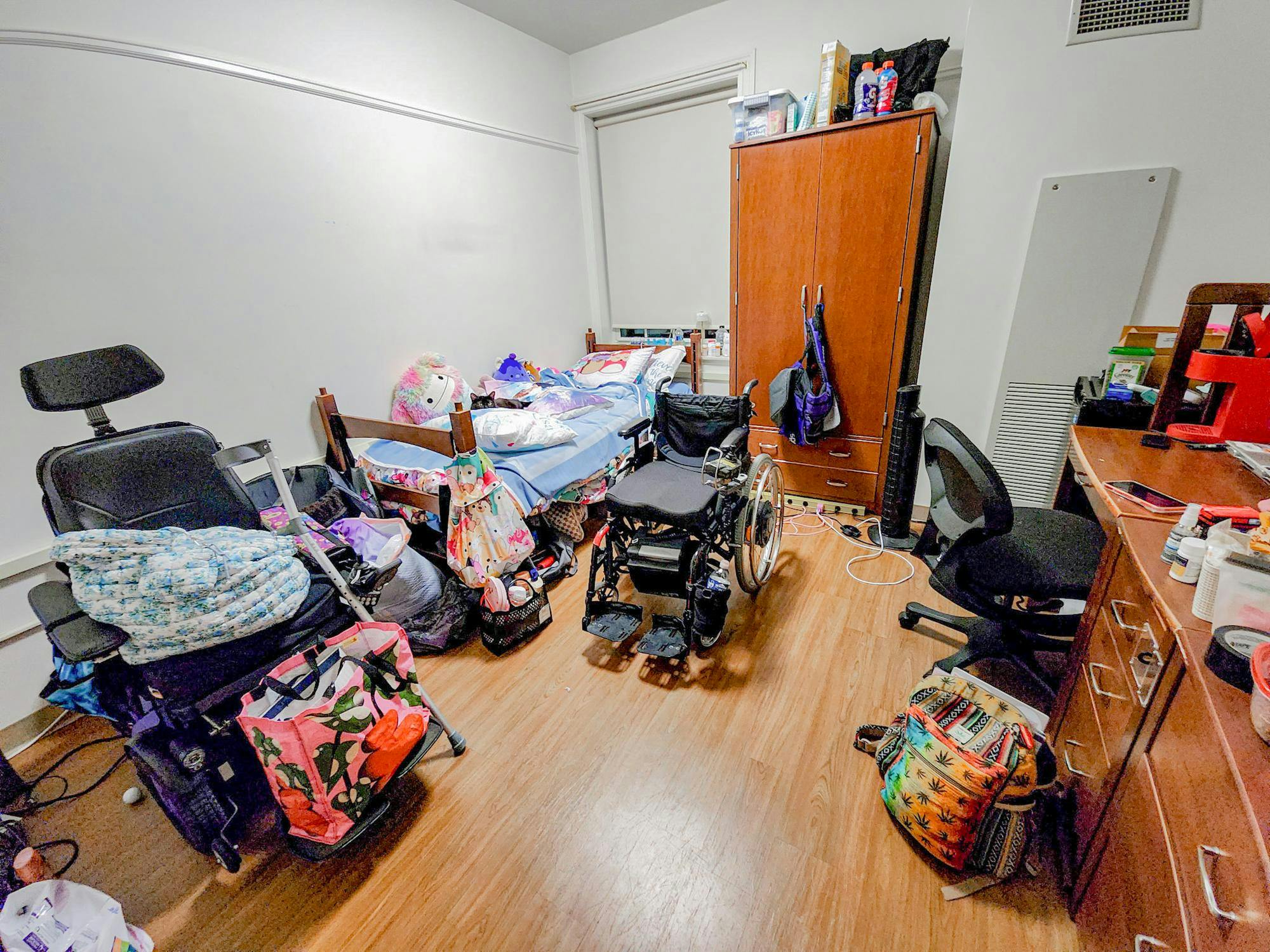 Whitney Wilson-Harris was surprised that her 151-square-foot dorm room fit all her stuff, along with her two wheelchairs.