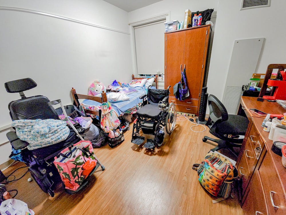 Whitney Wilson-Harris was surprised that her 151-square-foot dorm room fit all her stuff, along with her two wheelchairs.