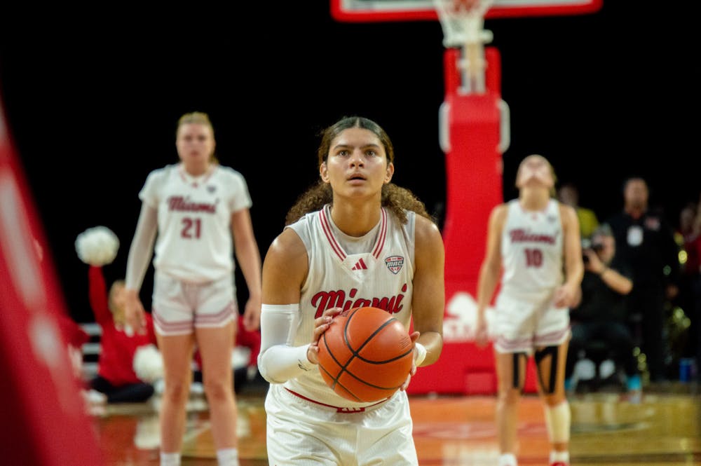 Enjulina Gonzalez taking a free throw attempt at Millett Hall against Appalachian State on Nov. 4