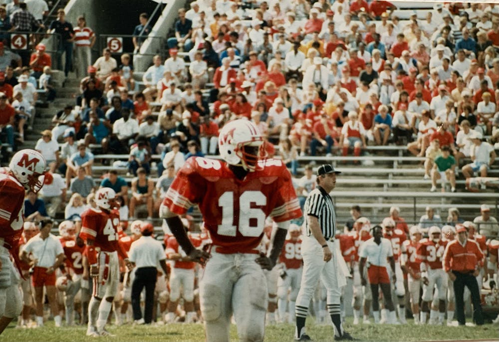 White caught 10 interceptions and contributed heavily to the RedHawks in the 1980s