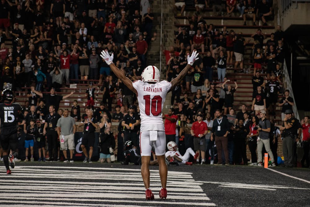 Larvadain currently leads Miami football in three major stat categories, with 625 receiving yards, 36 receptions and six touchdowns in 2023.
