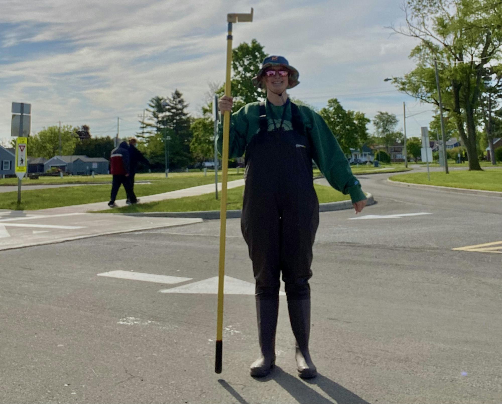 Burbridge had the opportunity to participate in field work on Lake Erie during her internship for Miami's combined M. En. program. Photo provided by Lily Burbridge.