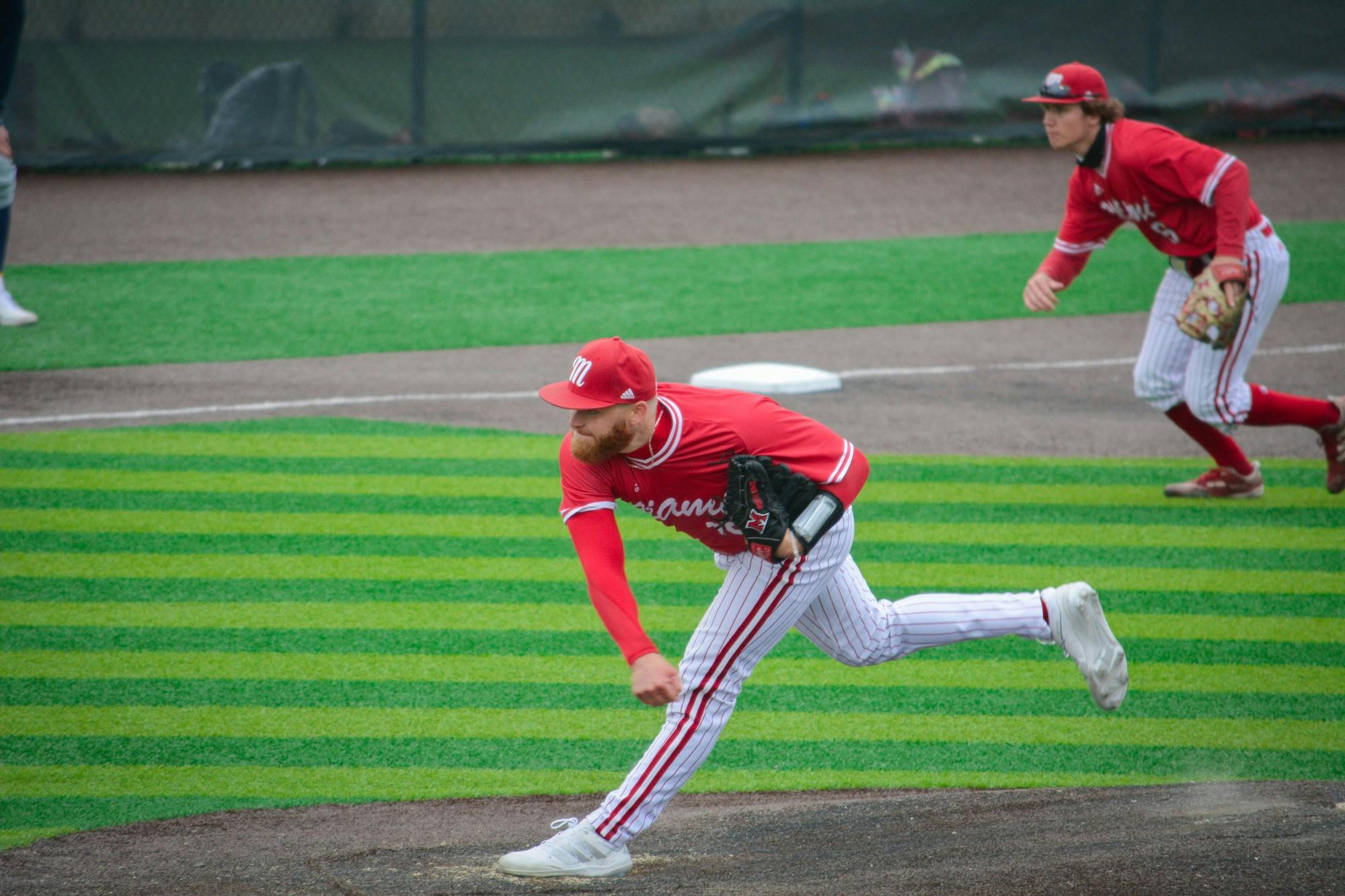 Sam Bachman is in his second season of pro ball after being drafted in the first round by the Los Angeles Angels last year. Courtesy of Miami Athletics
