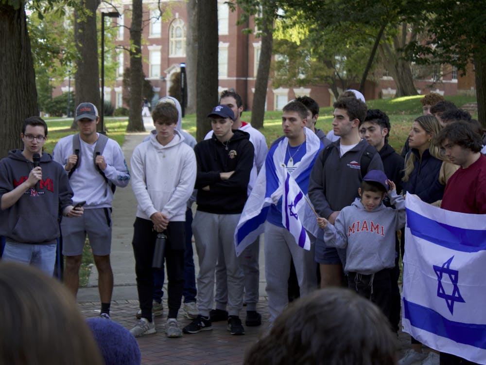 Matthew Lodge, president of Students Supporting Israel, organized the event to facilitate a community at Miami, standing in solidarity for the lives lost during the Israeli-Palestinian conflict.