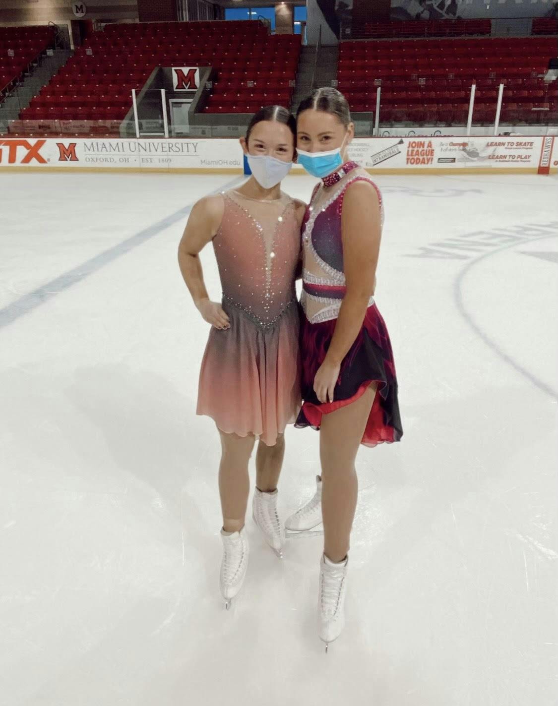 First-years Sammie Levine (left) and Faith Tanis (right) hope to compete with the synchronized skating team next year after their season was canceled due to COVID-19.