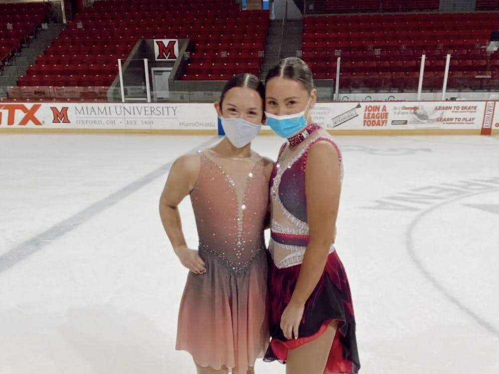 First-years Sammie Levine (left) and Faith Tanis (right) hope to compete with the synchronized skating team next year after their season was canceled due to COVID-19.