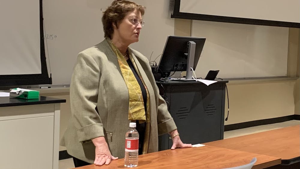 Karin Ruhlandt, a distinguished professor at Syracuse University, participated in an open forum as part of Miami University's search for a new provost.