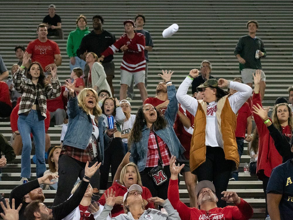 Fans at a Miami football game struggle to fill the stands at Yager Stadium