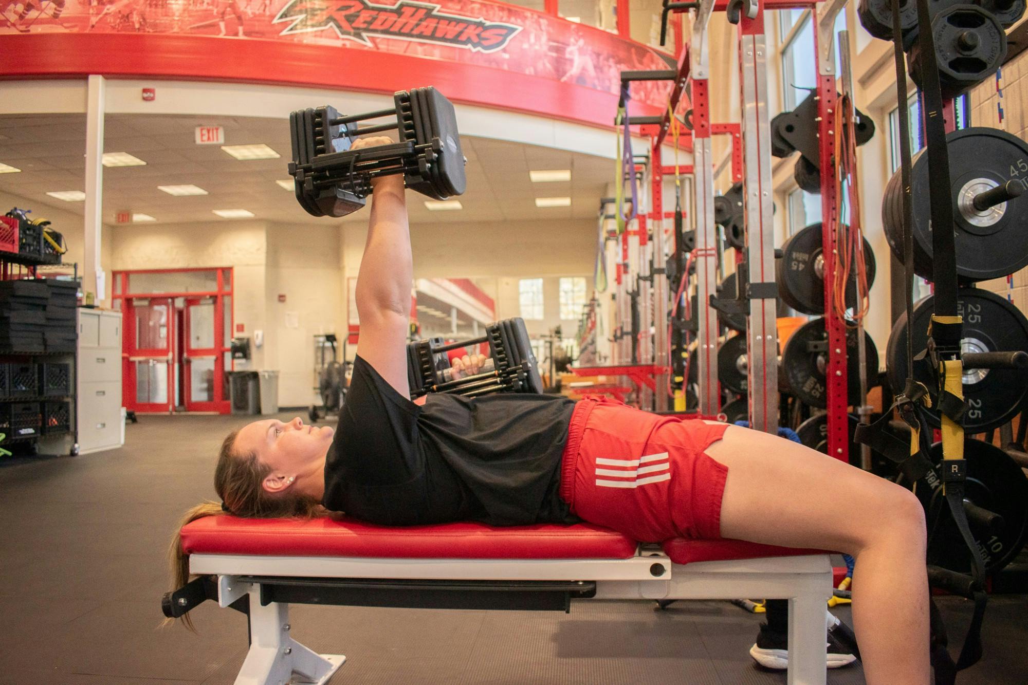 Murphy and several teammates gather in Miami’s Student Athlete Development Center for the next hour as they hammer out an in-season training circuit.