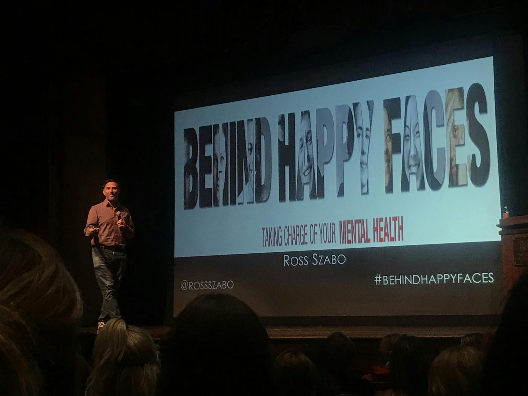 Ross Szabo, speaker and author, spoke to Miami students about mental health and reaching out for help.