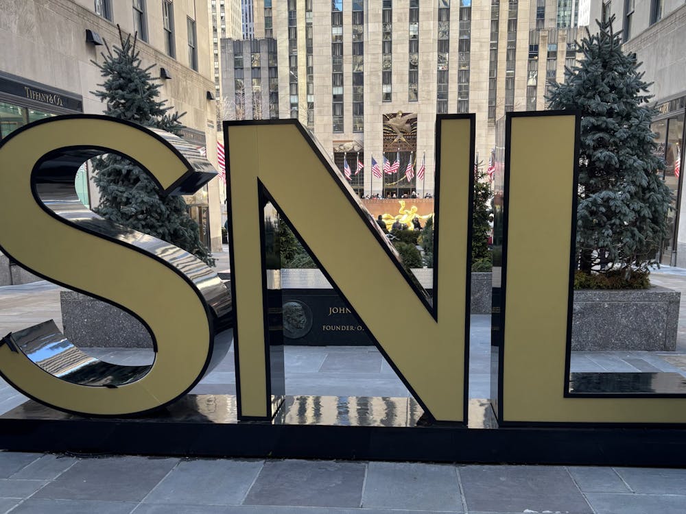 Rockefeller Center was decorated for the 50th anniversary of "Saturday Night Live."