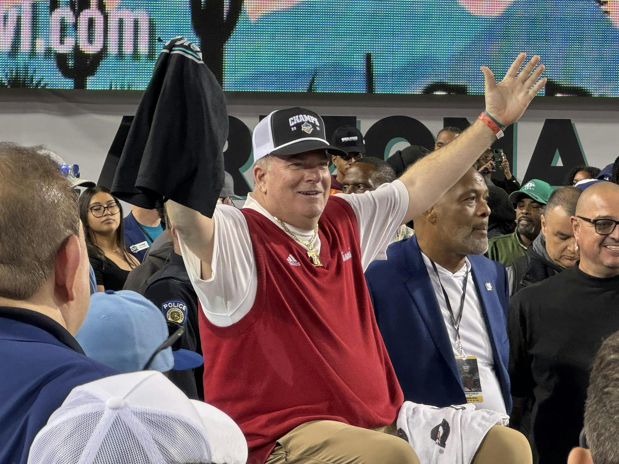 Miami&#x20;football&#x20;head&#x20;coach&#x20;Chuck&#x20;Martin&#x20;celebrates&#x20;last&#x20;year&#x27;s&#x20;win&#x20;at&#x20;the&#x20;Snoop&#x20;Dogg&#x20;Arizona&#x20;Bowl&#x20;in&#x20;Tucson,&#x20;Arizona,&#x20;on&#x20;Dec.&#x20;28,&#x20;2024
