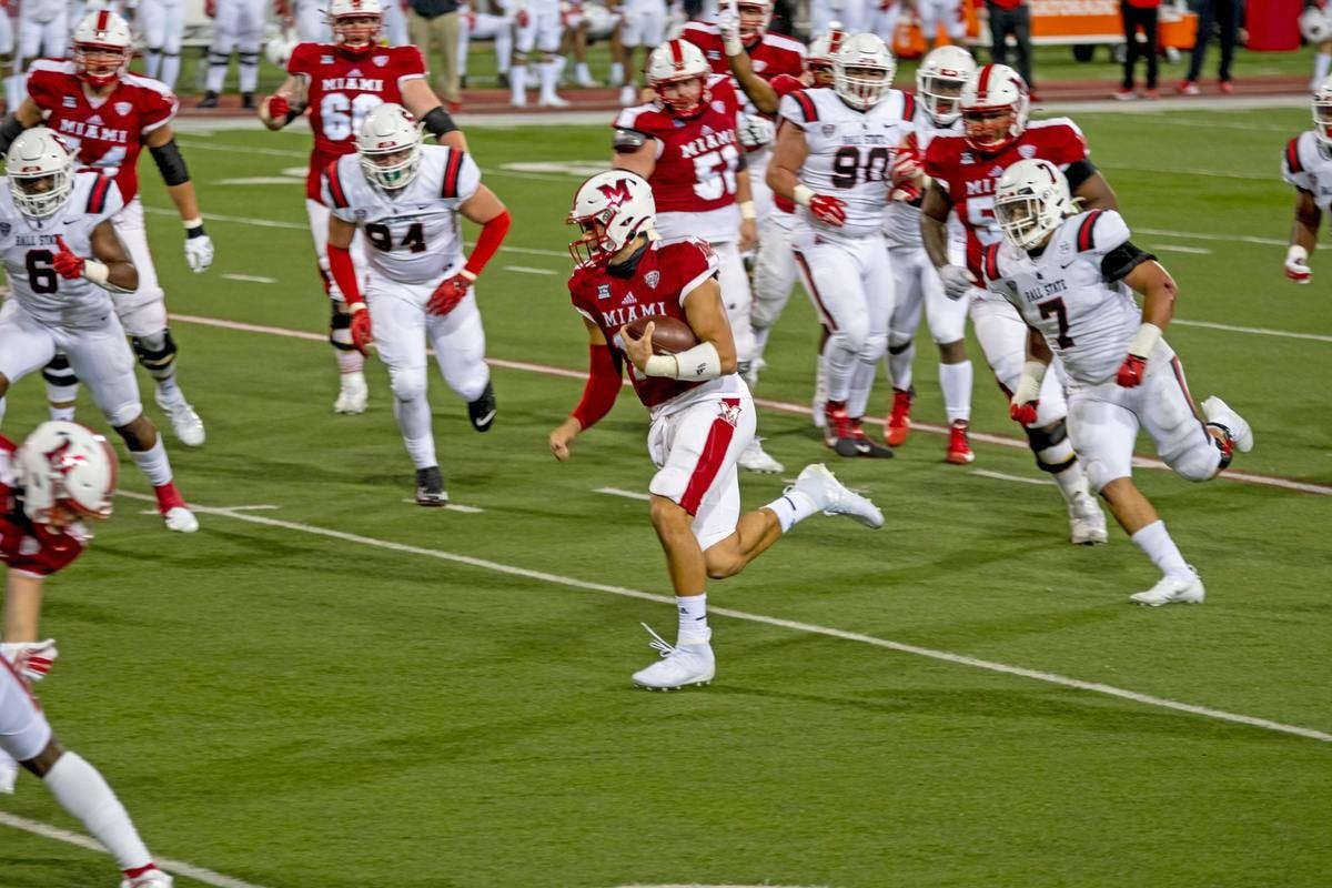 AJ Mayer (pictured, with ball) will make his first career start against Buffalo if Brett Gabbert is unable to play.