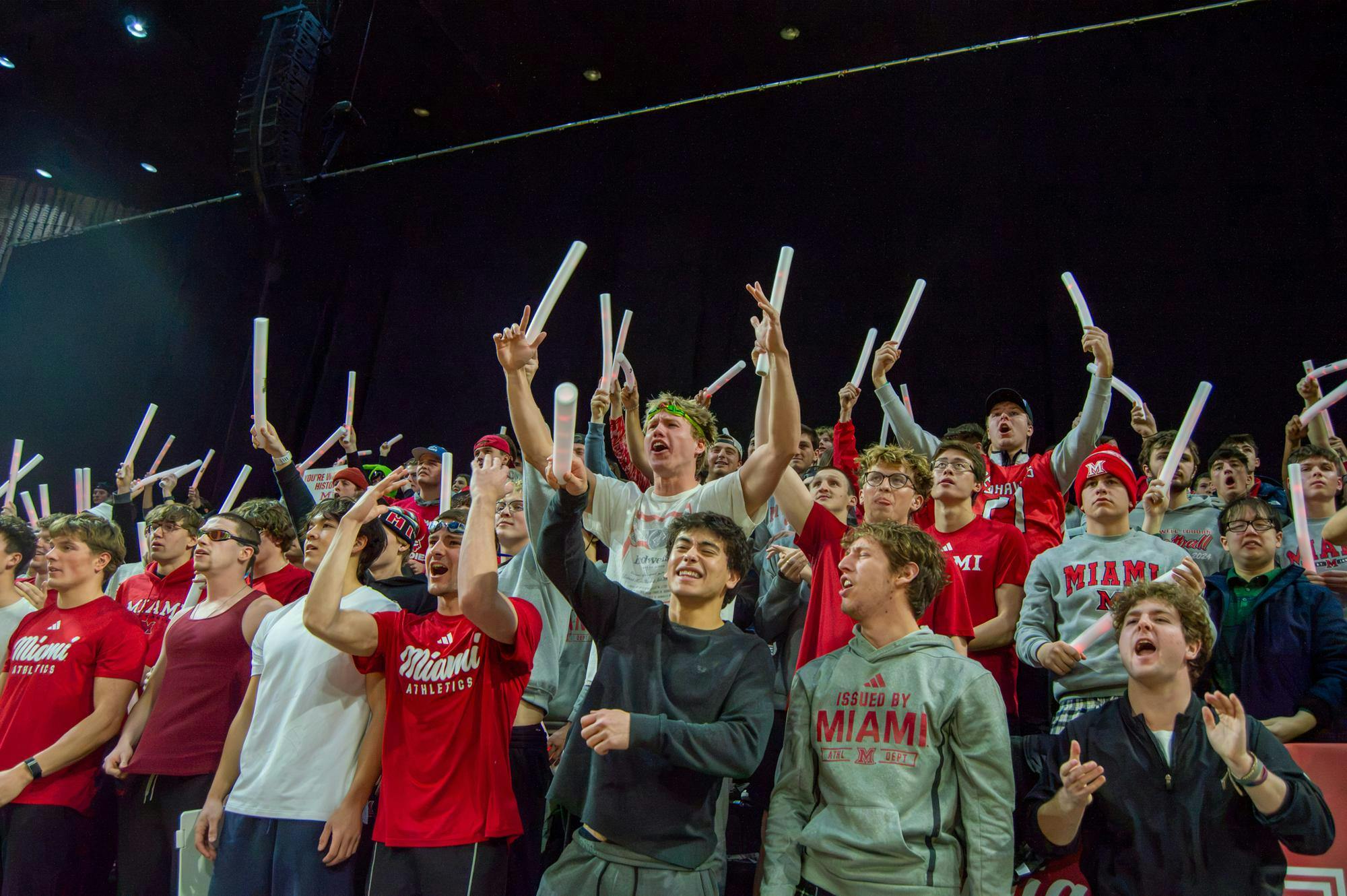 Miami University fans cheer on the RedHawks Men’s basketball team.