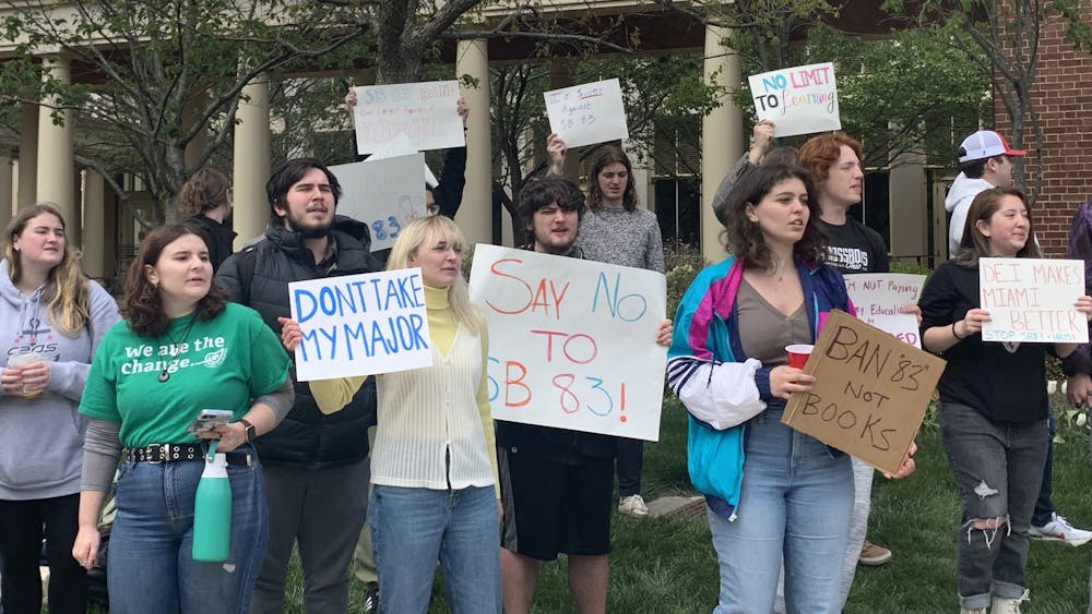 ﻿Students protested Ohio Senate Bill 83 on Monday, April 24. If passed, the bill will limit DEI and controversial topics at universities.