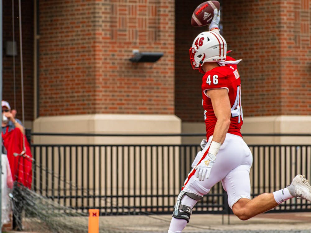 Sixth-year senior tight end Andrew Homer scores the opening touchdown in Miami's 28-17 win over Central Michigan. Homer caught a touchdown and a two-point conversion pass in the RedHawks' win over Ball State.