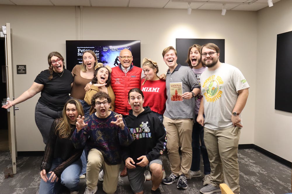 Cast and crew members of “Verlin Pulley: The Remaking of a Man” pose with President Crawford after a sold out show.