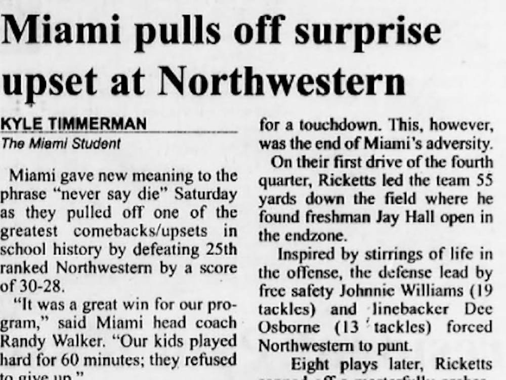 A portion of the front page of The Miami Student on ﻿September 19, 1995
