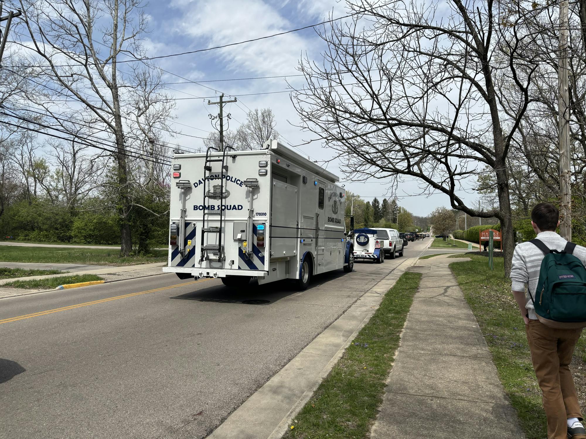 A Dayton Bomb Squad vehicle was present on the scene