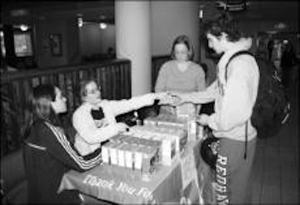 Students purchased Girl Scout cookies Monday through Thursday afternoons at the Shriver Center for a Chi Omega sorority fundraiser.