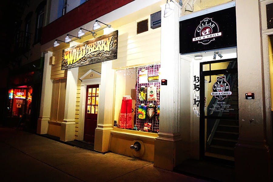 Storefront of Wildberry incense shop and Cellar Bar, where shots were fired in the morning of Saturday, Feb. 11.