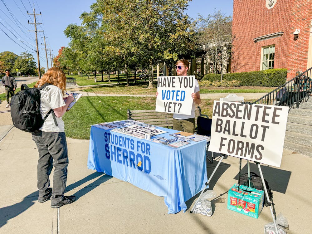 Miami University students had the opportunity to register to vote and request an absentee ballot outside of the Armstrong Student Center up until Oct. 8, which can be returned in person or by mail up until Nov. at 7:30 p.m.