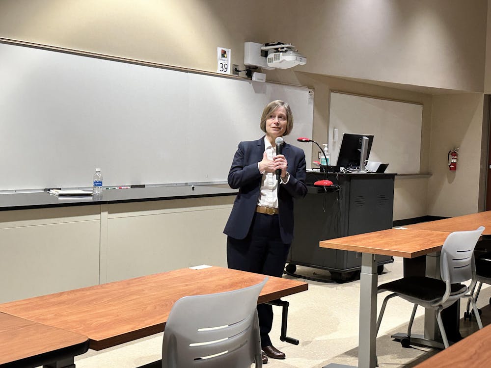 In her speech, Baernstein outlined the challenges facing CAS, which include running a deficit in the division and political challenges to higher ed.