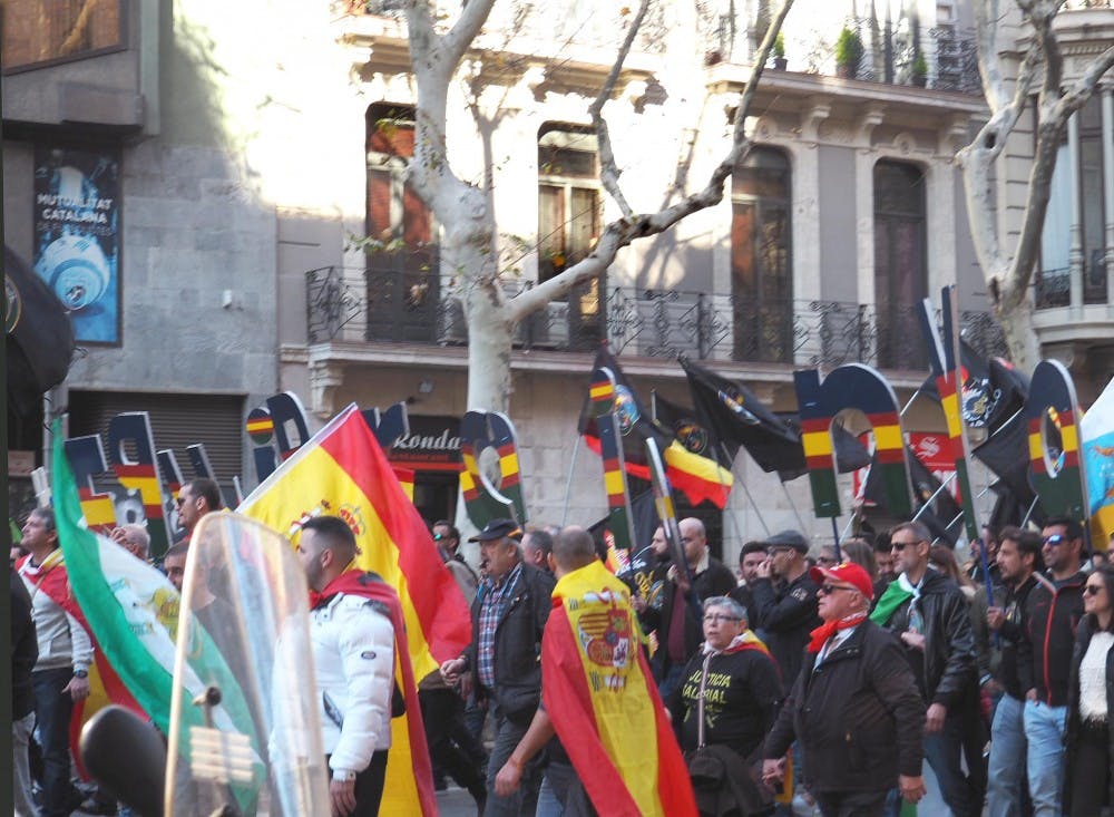 Protestors push for independence in Barcelona.
