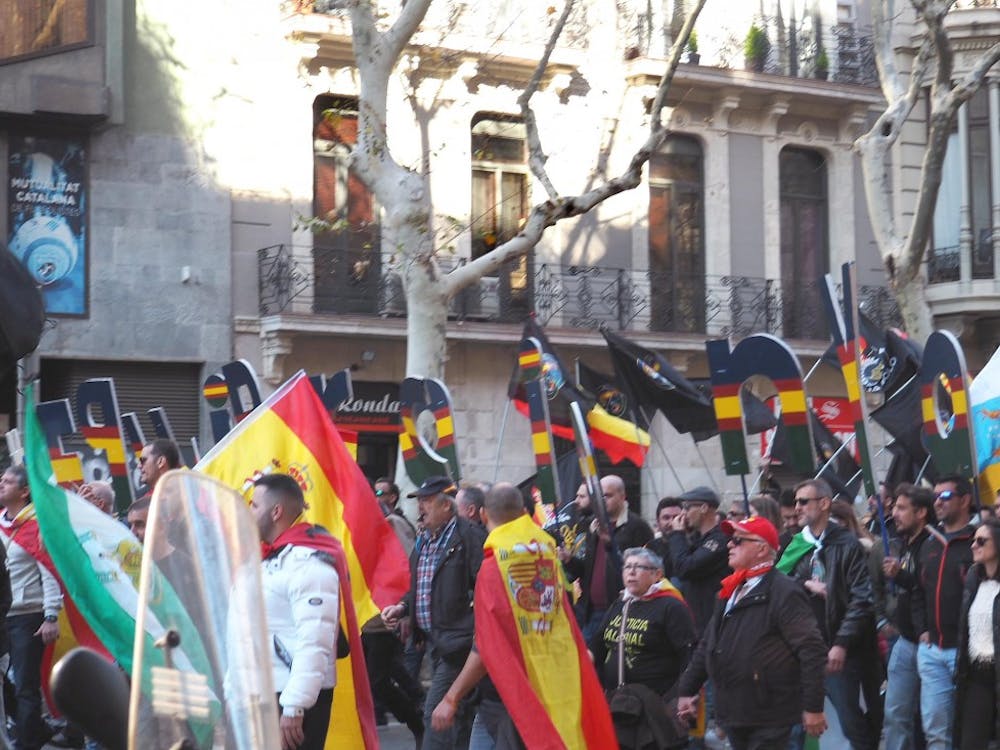 Protestors push for independence in Barcelona.