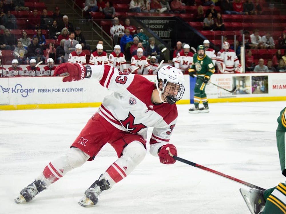 First-year forward Casper Nassen skates against Alaska Anchorage at Goggin Ice Center