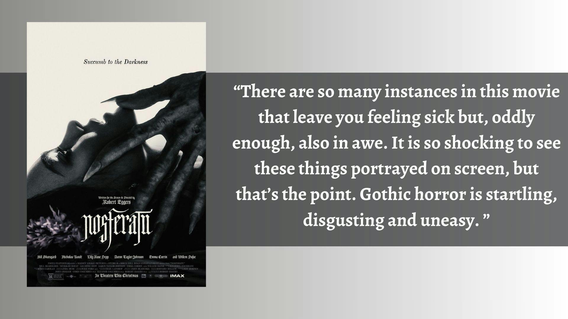 Culture writer Ayla Peden considered Robert Eggers' "Nosferatu" both grotesque and beautiful.