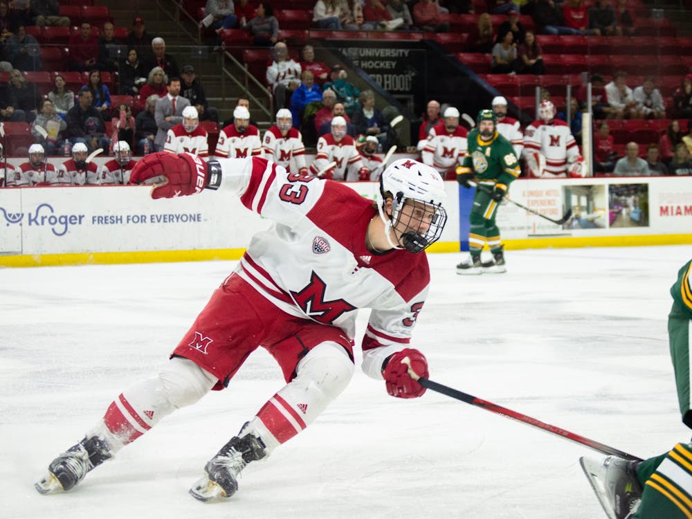 First-year forward Casper Nassen skates against Alaska Anchorage at Goggin Ice Center