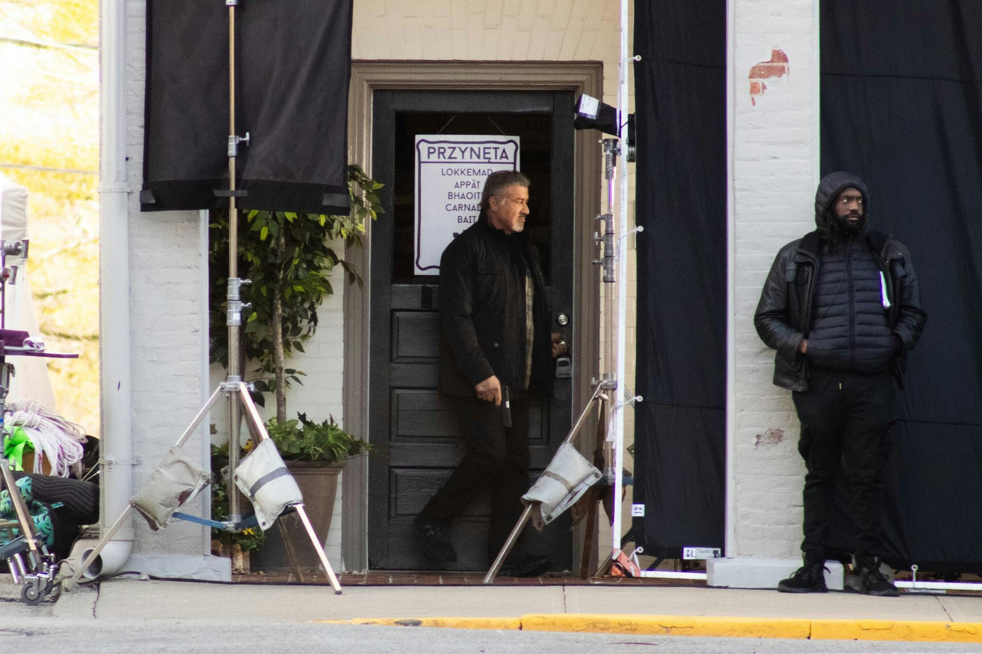 Sylvester Stallone began filming a scene wherein he enters a tackle shop in Poland.