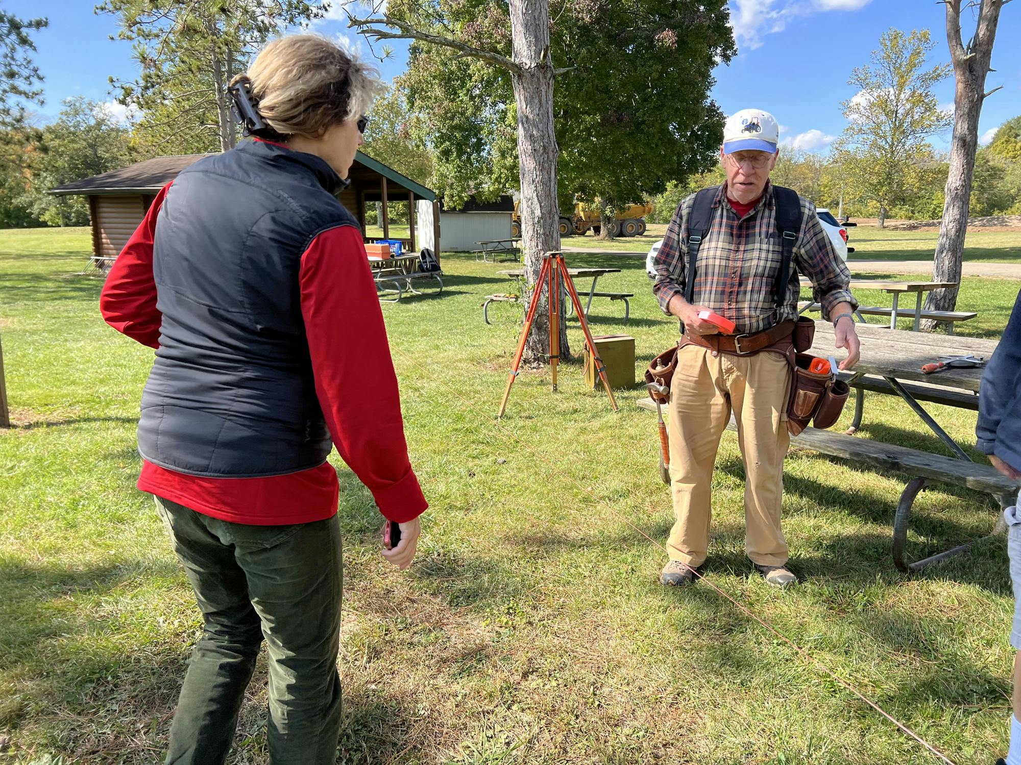 Helaine Alessio (left) and Ron Overly (right) are leading the way in laying the groundwork for the planned pavilion in﻿ Heuston Woods.