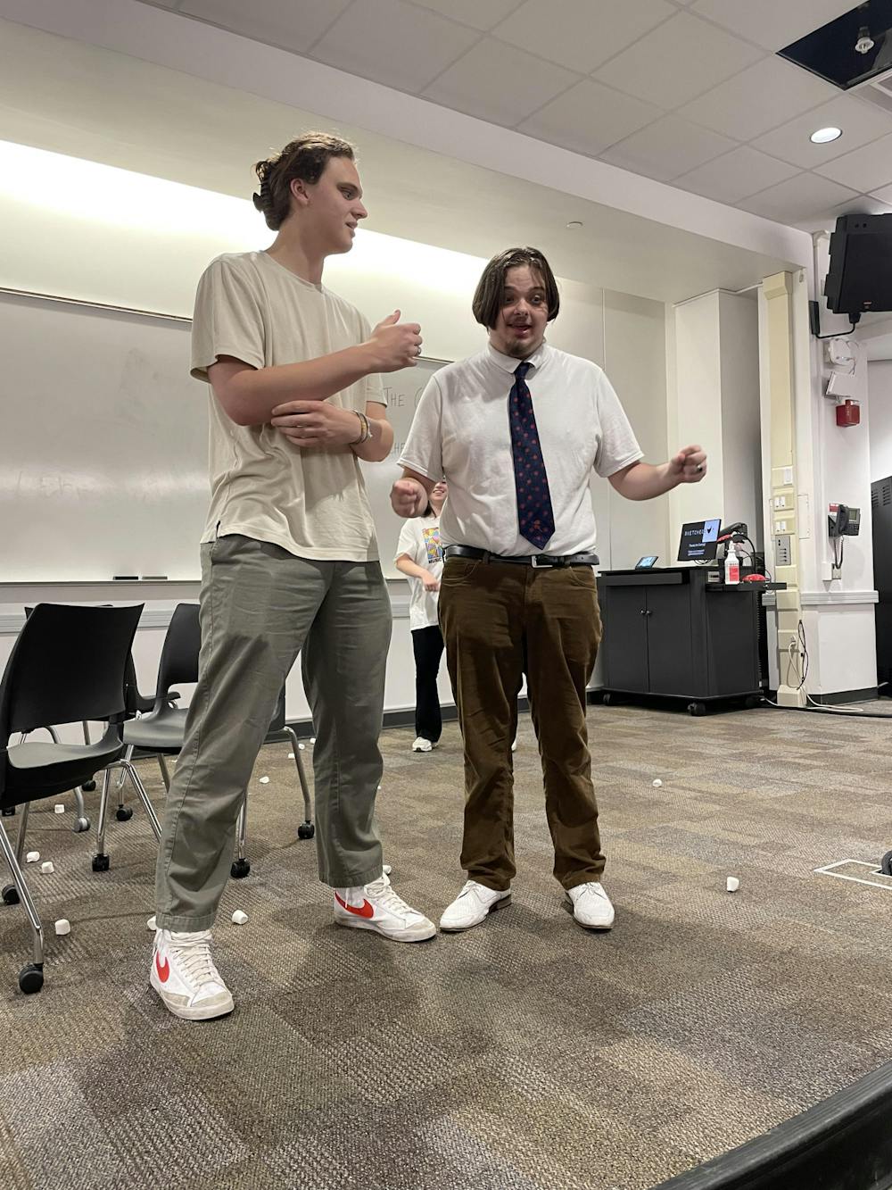 Senior political science student Harrison Crone leads the Miami University improv group, Sketched Out. 
